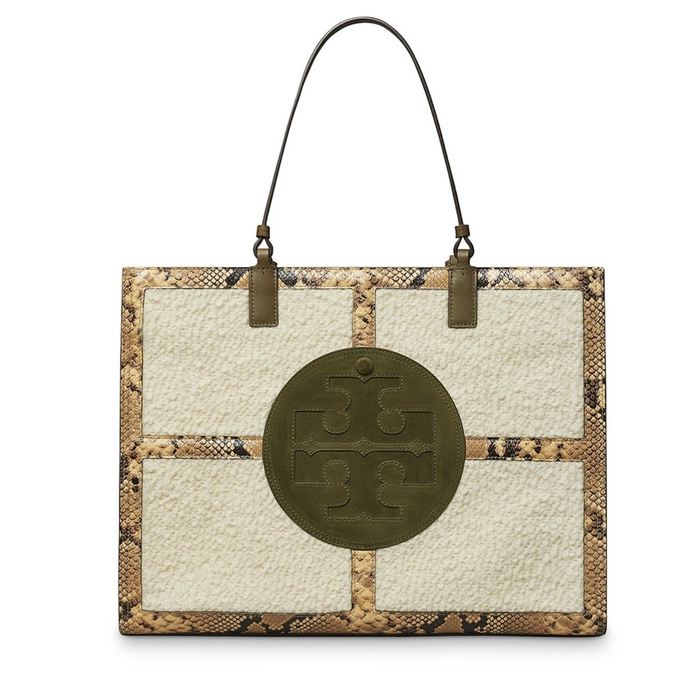 Tory Burch Cream Ella Quadrant Tote Bag - Picture 1 of 8